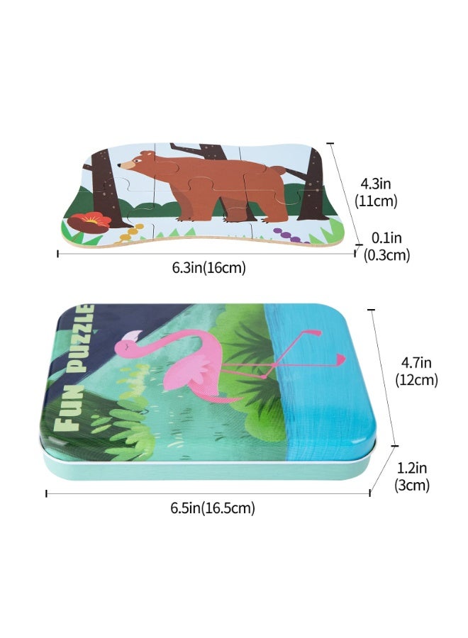 Bukela Children’s Wooden Puzzle Toy – Tin Box, Five-in-One Flamingo Design, Brain Teaser for Kids - Image 3