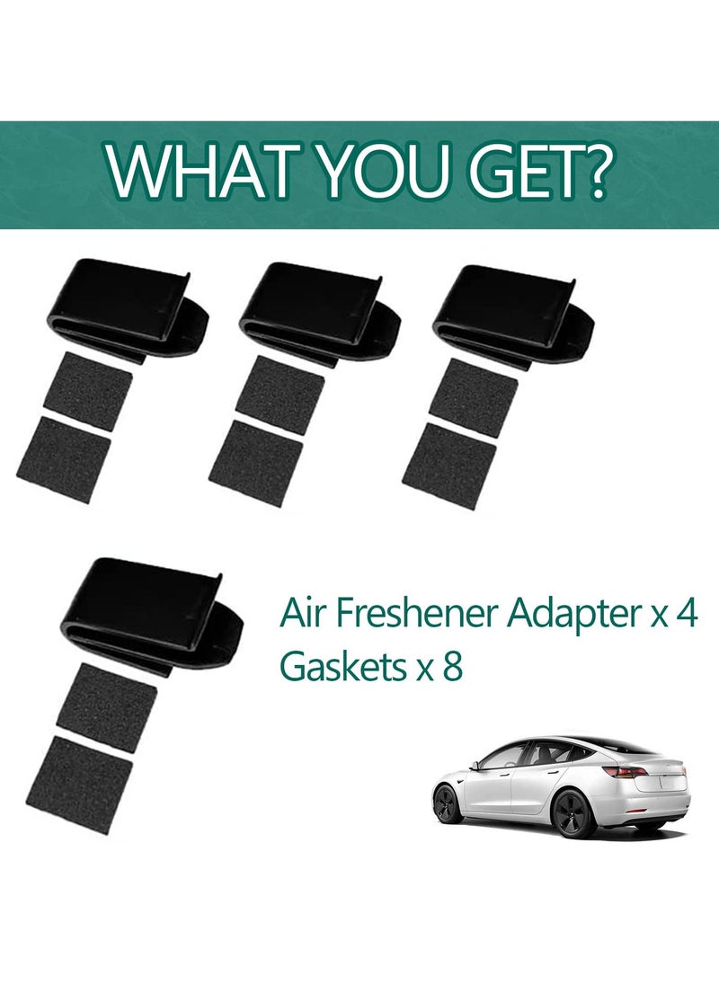SYOSI - Air Freshener Adapter Clips Compatible with Tesla Model 3 / Y 2017-2023, 4 Pack Airvent Clips Fresheners Holder with Spacers Center Console Holders Upgrade Accessories (Air Freshener NOT Included) - Image 1