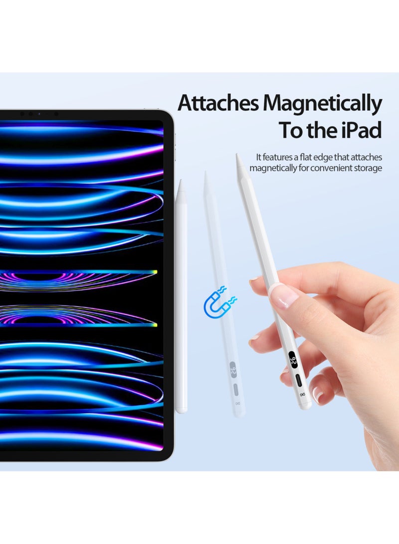 INFINYTY iPad Stylus Pen – Pointé Series, Real-Time Battery Display, Attaches Magnetically with iPad, One Extra Nib, Palm Rejection, Pressure Sensitivity, Smart Chip, USB-C Fast Charging, 10-Hour Battery Life & Auto Sleep - Image 3
