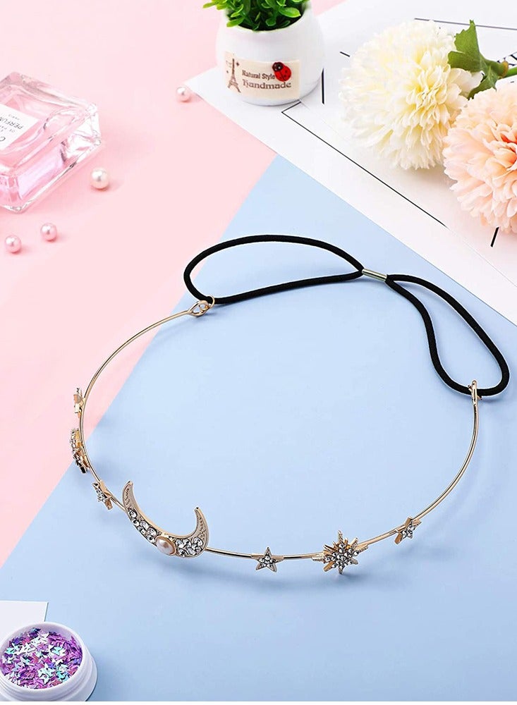 Elegant Gold and Crystal Moon Star Hair Accessories Perfect for Weddings and Special Occasions for Women and Girls - Image 2