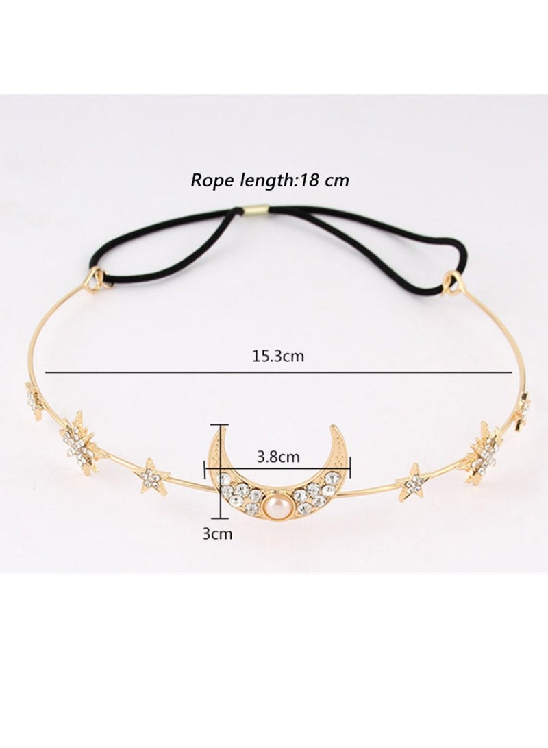 Elegant Gold and Crystal Moon Star Hair Accessories Perfect for Weddings and Special Occasions for Women and Girls - Image 4