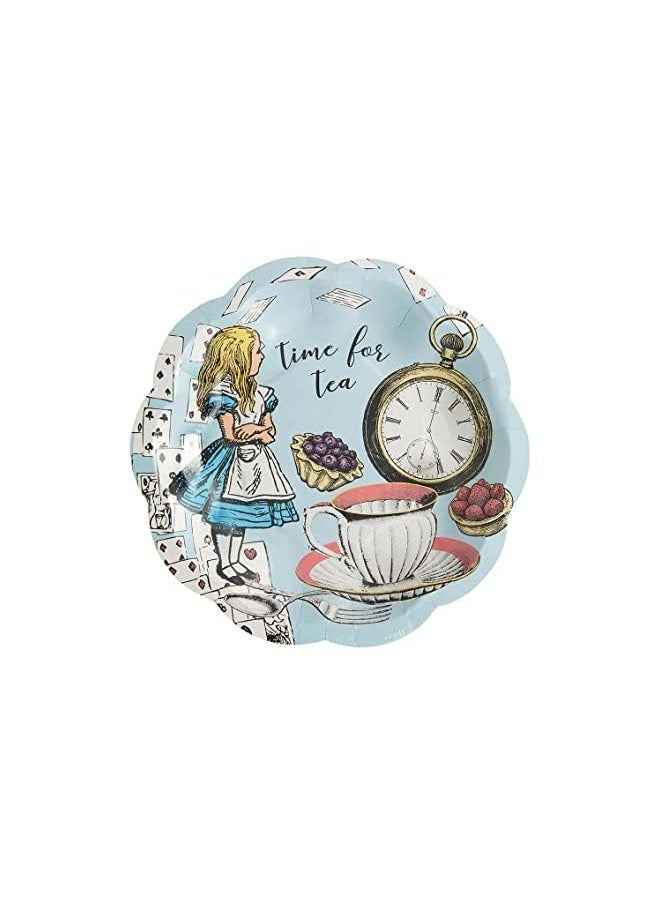 Raxoom - Tables Truly Alice in Wonderland Small Scalloped Paper Plates 12-Pack, Blue - Image 1