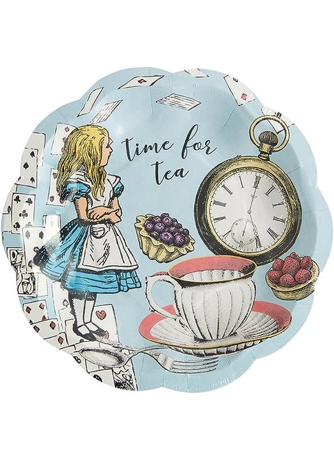 Tables Truly Alice in Wonderland Small Scalloped Paper Plates 12-Pack, Blue