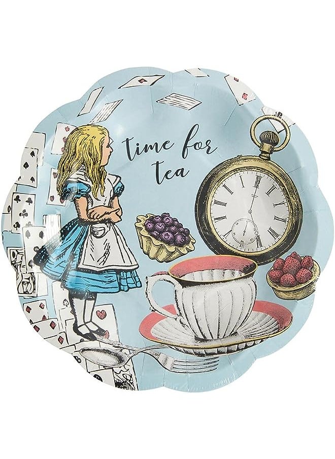 Raxoom - Tables Truly Alice in Wonderland Small Scalloped Paper Plates 12-Pack, Blue - Image 1