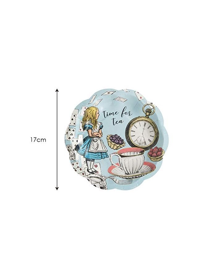 Raxoom - Tables Truly Alice in Wonderland Small Scalloped Paper Plates 12-Pack, Blue - Image 1