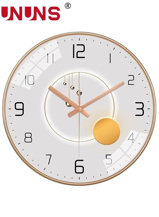 UNUNS 12 Inch Wall Clock, Silent Non-Ticking Clock Glass Round Clocks Modern Quartz Decorative for Home Living Room Bedroom Kitchen - Image 1