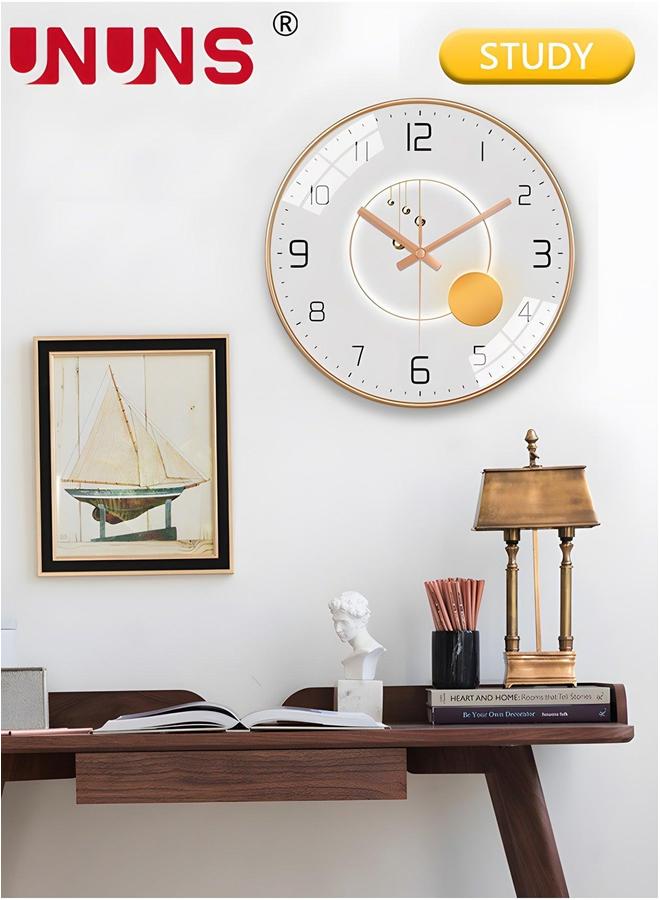 UNUNS 12 Inch Wall Clock, Silent Non-Ticking Clock Glass Round Clocks Modern Quartz Decorative for Home Living Room Bedroom Kitchen - Image 4