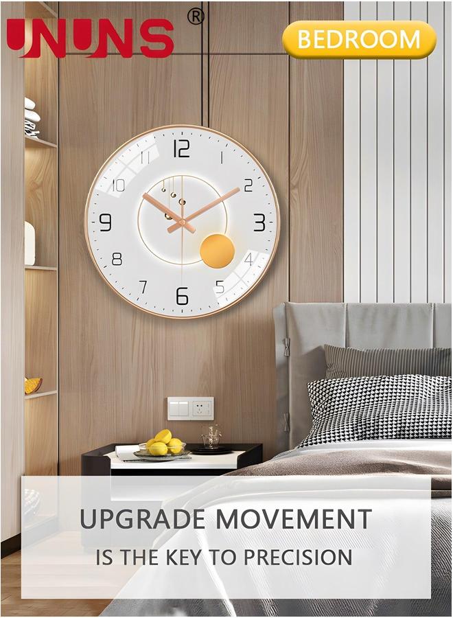 UNUNS 12 Inch Wall Clock, Silent Non-Ticking Clock Glass Round Clocks Modern Quartz Decorative for Home Living Room Bedroom Kitchen - Image 5
