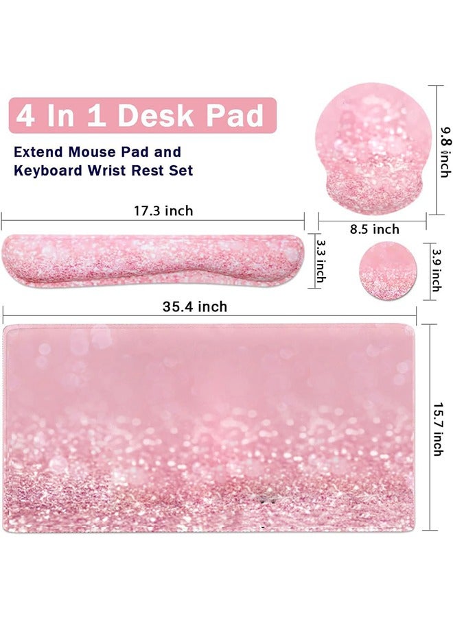 Bukela Mouse pad, Gaming Mouse Pad Wrist Support Set,4in1 Desk Mat+ Keyboard Wrist Rest+Mouse Wrist Rest+Coaster Set with Ergonomic Design for Home Office Table Computer - Image 2