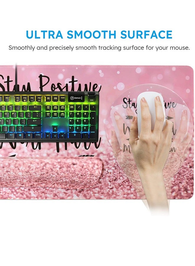 Bukela Mouse pad, Gaming Mouse Pad Wrist Support Set,4in1 Desk Mat+ Keyboard Wrist Rest+Mouse Wrist Rest+Coaster Set with Ergonomic Design for Home Office Table Computer - Image 5