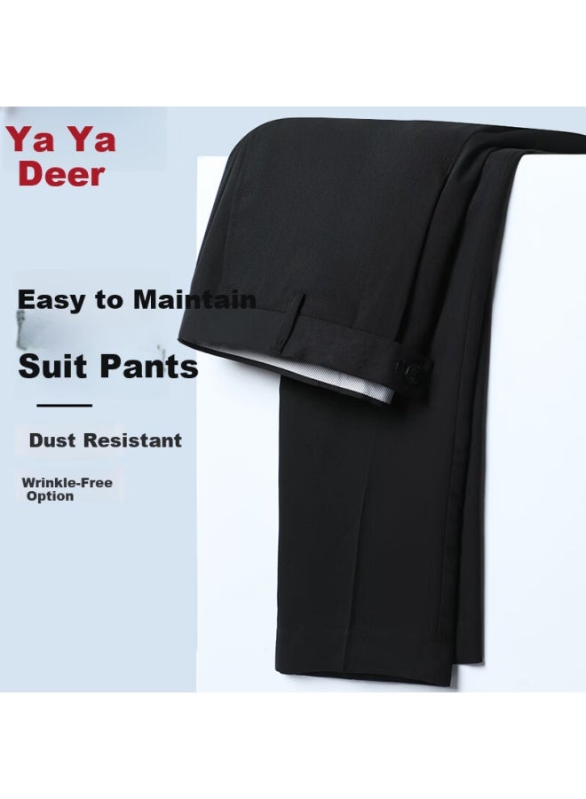 Yalu Men's High Elasticity Business Casual Dress Pants High Waist Straight Leg Suit Trousers For Dad - Image 2