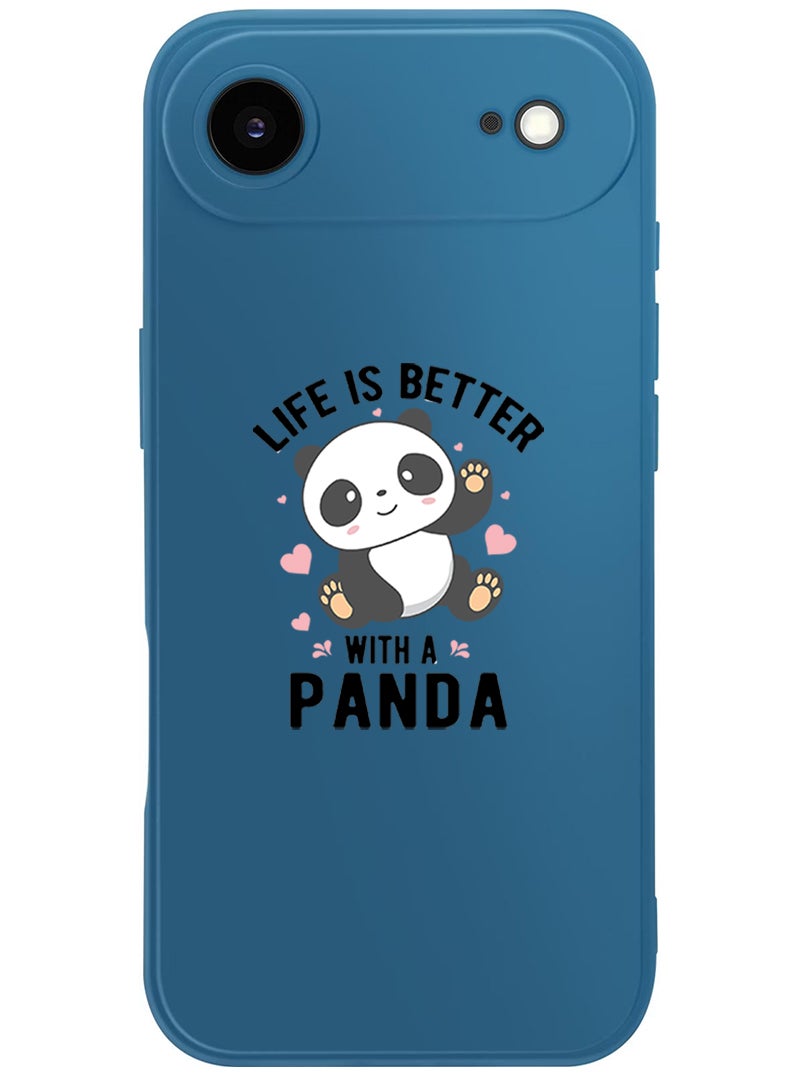 Theodor Protective Slim Fit Case Liquid Silicone Cover with Full Body Protection Anti-Scratch Shockproof Case For Apple iPhone 17 Air (Blue) Life is better with panda black - Image 1
