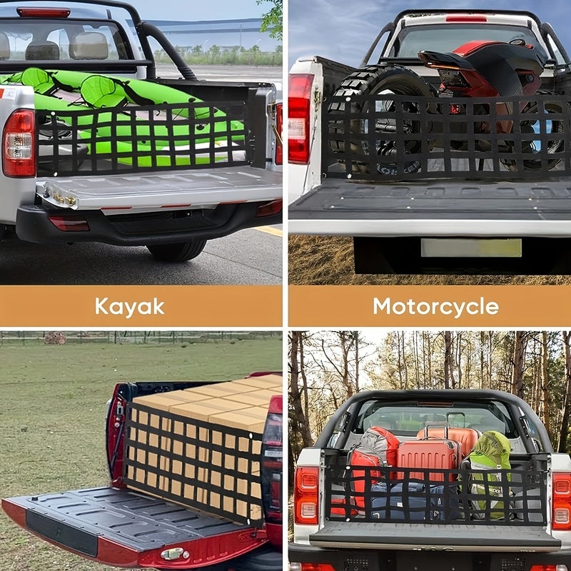 Tailgate Net For Full Size Truck, 152.4*45.72cm Heavy Duty Tailgate Cargo Net With UV Protection, Fit For Ford, For Toyota, For GMC, For Dodge RAM, For Jeep - Image 4