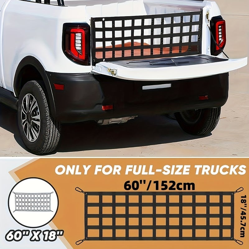 Tailgate Net For Full Size Truck, 152.4*45.72cm Heavy Duty Tailgate Cargo Net With UV Protection, Fit For Ford, For Toyota, For GMC, For Dodge RAM, For Jeep - Image 1