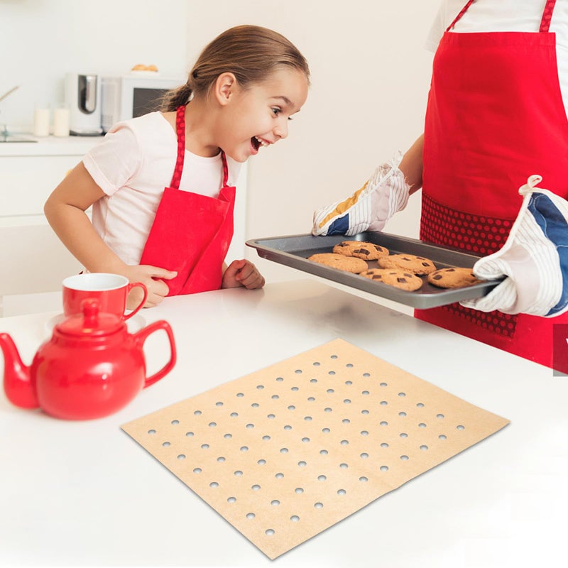Perforated Nonstick Parchment Baking Paper 100 Sheets 23x28cm Heat Resistant Greaseproof Disposable - Image 5