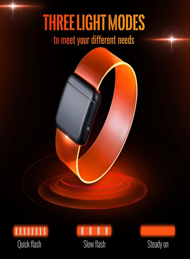 ElectricWise 2 Pcs Burning Man Light Up Bracelets, Magnetic Buckle Design with 3 Flashing Modes, Glow in The Dark Bracelets Party Supplies for Concert Rave Party Christmas Night Riding(Orange) - Image 4