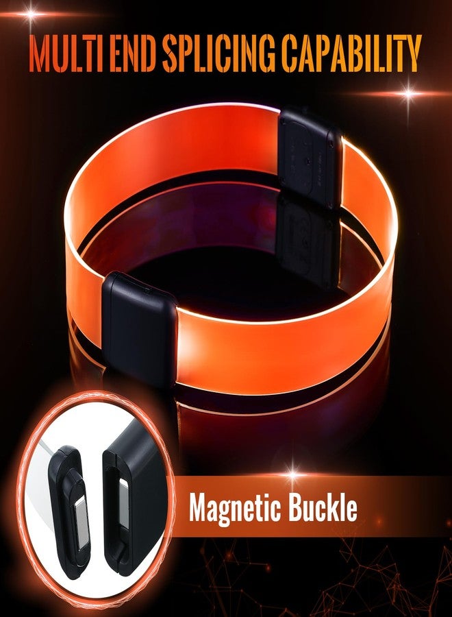 ElectricWise 2 Pcs Burning Man Light Up Bracelets, Magnetic Buckle Design with 3 Flashing Modes, Glow in The Dark Bracelets Party Supplies for Concert Rave Party Christmas Night Riding(Orange) - Image 3