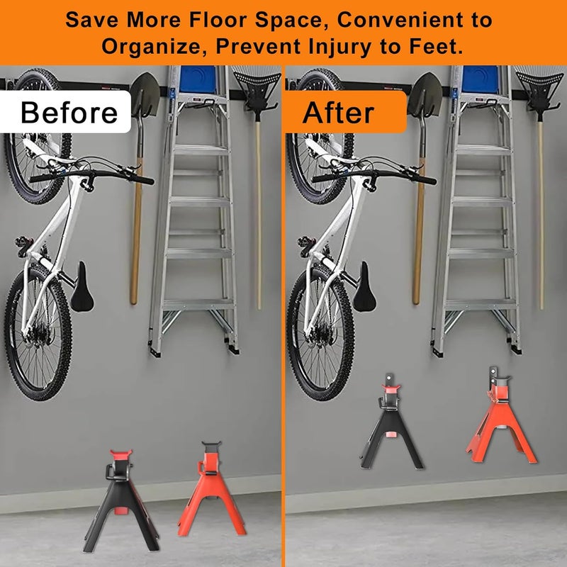 lcusepu 6 Pack Jack Stands Wall Mount Organizer, Car Jack Stand Wall Hooks for Hanging, Universal Upgrade Designed Garage Hook, Heavy Duty Hooks Fits 2 & 3 & 4 & 5 & 6 Ton Heavy Duty Jack Stand - Image 4