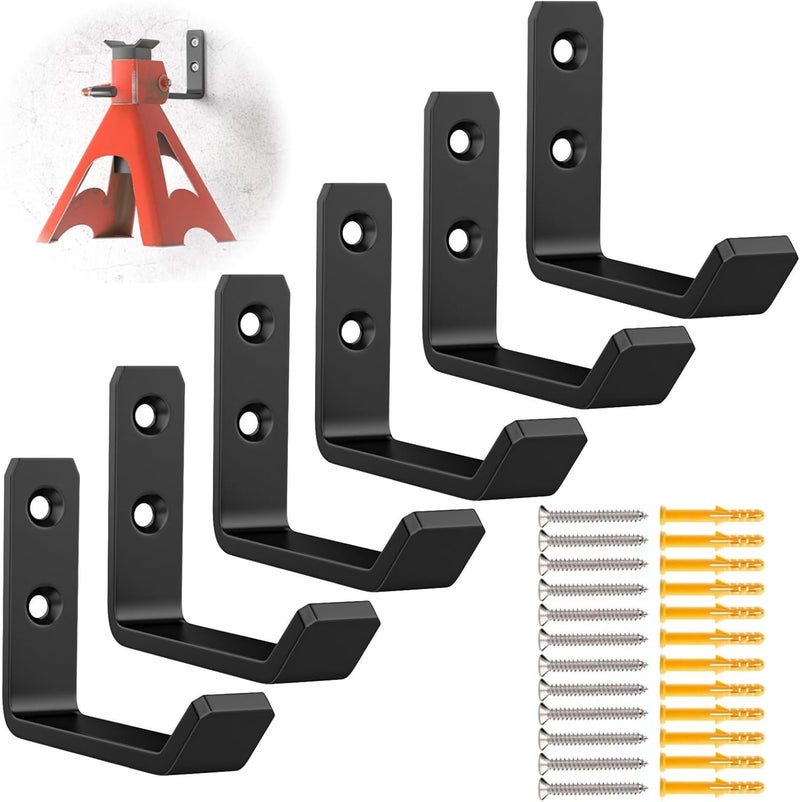 lcusepu 6 Pack Jack Stands Wall Mount Organizer, Car Jack Stand Wall Hooks for Hanging, Universal Upgrade Designed Garage Hook, Heavy Duty Hooks Fits 2 & 3 & 4 & 5 & 6 Ton Heavy Duty Jack Stand - Image 1