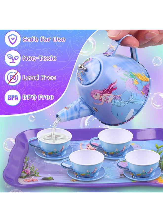 Auney Tea Set Toys for Girls 36pcs, Mermaid Pretend Play Gifts for Toddler Age 3-6, Kids Girls Toys Gifts for Party Time Including Carrying Case (Mermaid Toy) - Image 5