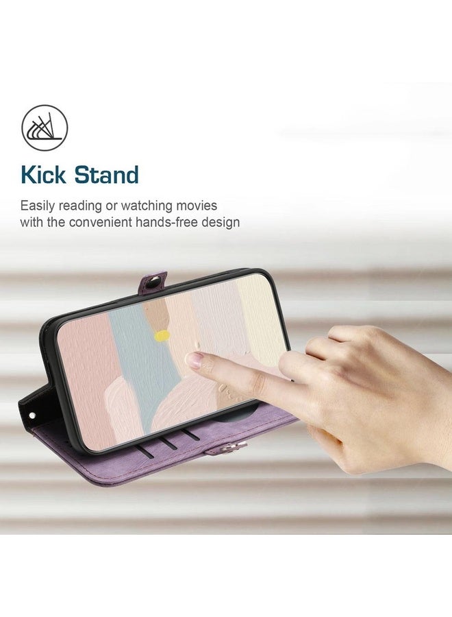BURAQ Case Cover For Samsung Galaxy A56 5G Side Buckle Double Fold Hand Strap Leather Phone Case(Purple) - Image 5