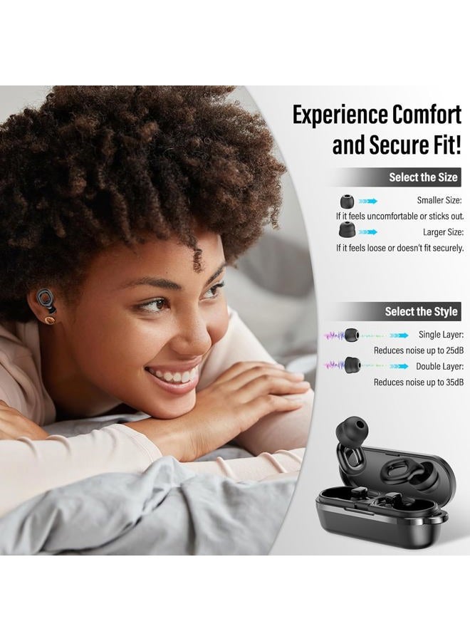 Thunelec Ear Plugs for Sleeping with Single/Double Caps, Silicone Ear Plugs for Noise SNR 35 dB, Reusable Ear Protection Ear Plugs for Sleep/Focus/Concerts/Travel, 7 Pairs Ear Caps in S/M/L Black - Image 4