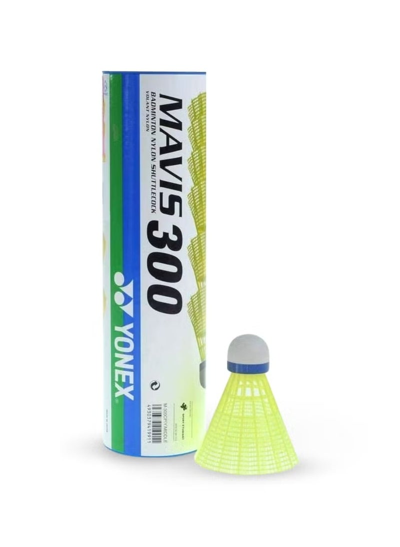 Yonex Mavis 300 Pack of 6 Nylon Badminton Shuttlecocks  | Yellow | Slow Speed | Fast Recovery, Durable & Accurate Flight - Image 1