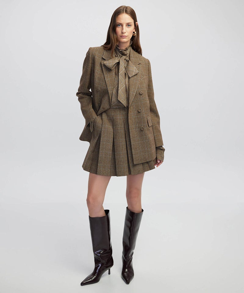 Ipekyol Plaid Blazer with Brooch - Image 2