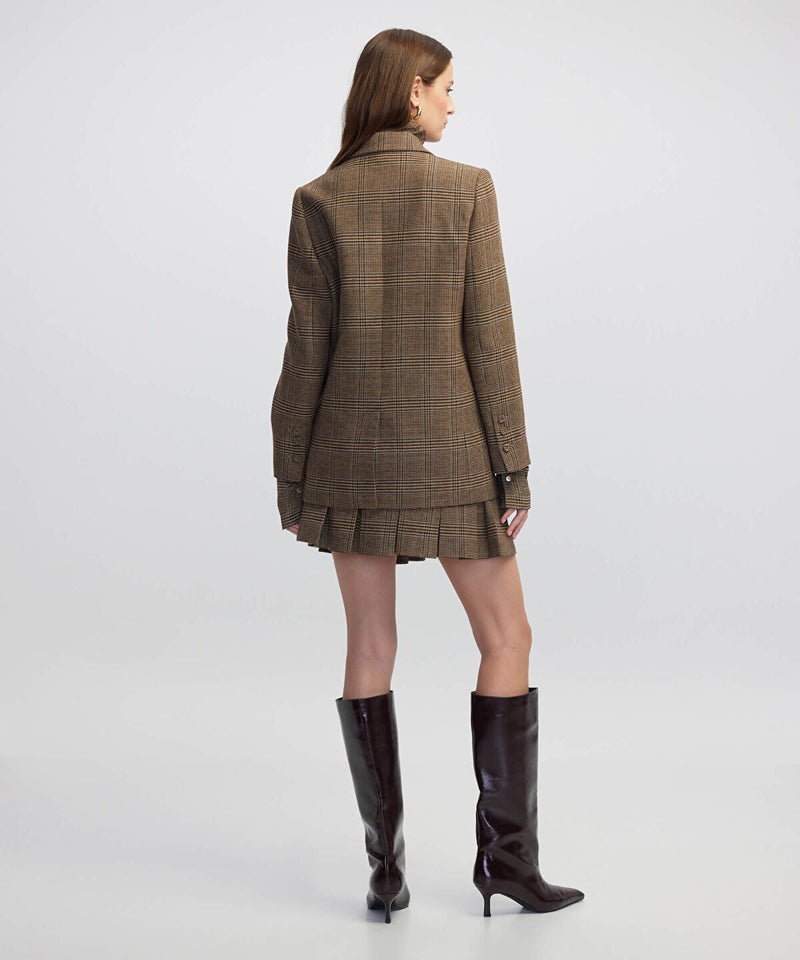 Ipekyol Plaid Blazer with Brooch - Image 4