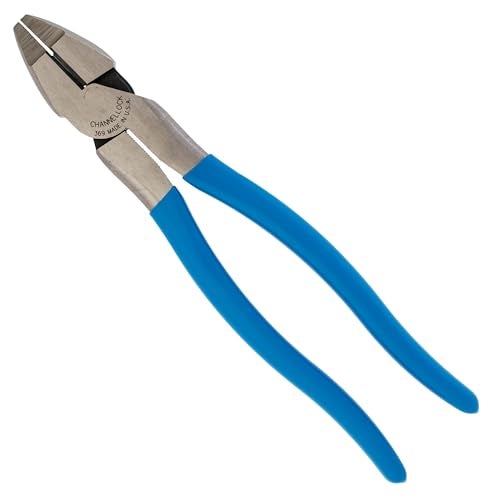 Channellock 369 9.5-Inch Lineman's Pliers | Xtreme Leverage Technology (XLT) Requires Less Force to Cut than Other High-Leverage Models | Forged from High Carbon Steel | Made in the USA, Blue Handle - Image 1