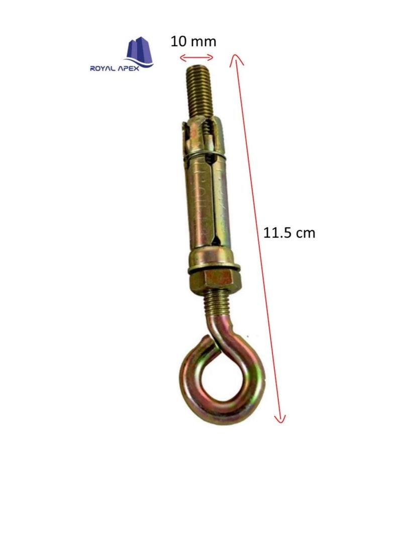 High Strength Metal Sleeve Shield Closed Hook/Eye Hook | Open Hook Anchor Bolt Pack of 5 (CLOSED HOOK, 10 MM)  - Image 3