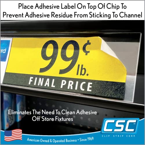 Clip Strip Price Data Channel Label Holder Chips, Clear Plastic Tags, 2.25" L x 1.25" H, 10 Mil Thick, Gondola Shelf Edge, Reusable, Made for Point of Purchase Shelf Molding by Clip Strip Corp. - Image 2