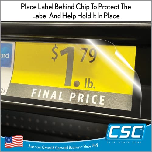 Clip Strip Price Data Channel Label Holder Chips, Clear Plastic Tags, 2.25" L x 1.25" H, 10 Mil Thick, Gondola Shelf Edge, Reusable, Made for Point of Purchase Shelf Molding by Clip Strip Corp. - Image 3