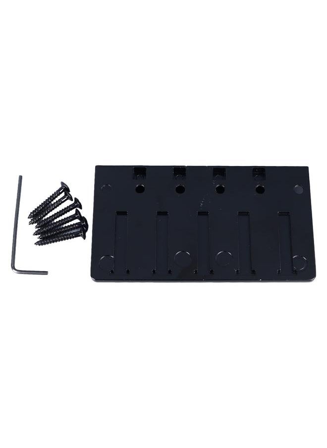 Electric Bass Bridge 5 String Bass Saddle Bridge Thickened Tailpiece Bridge Replacement with Screws Wrench Black