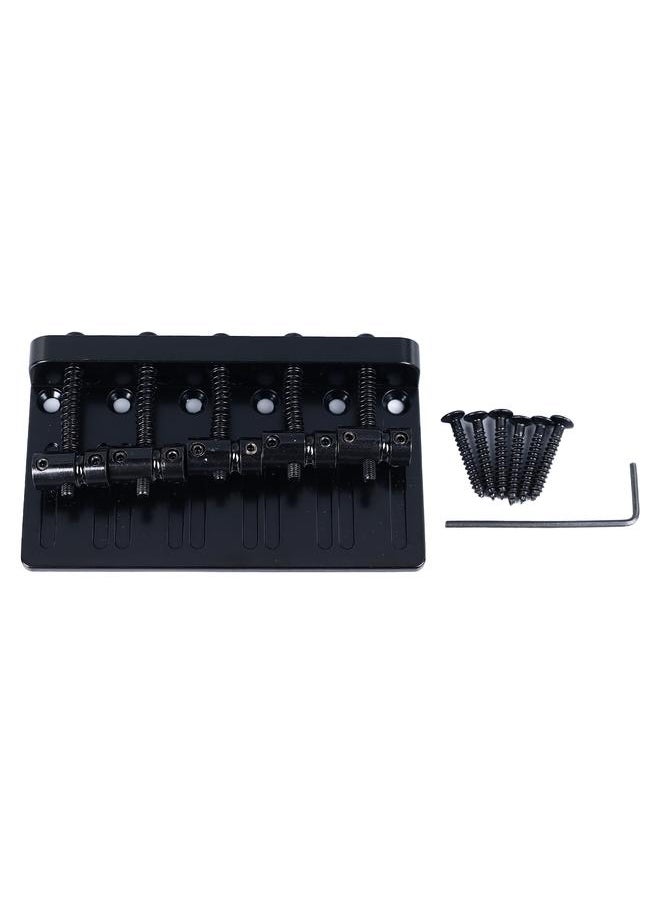 Electric Bass Bridge 5 String Bass Saddle Bridge Thickened Tailpiece Bridge Replacement with Screws Wrench Black