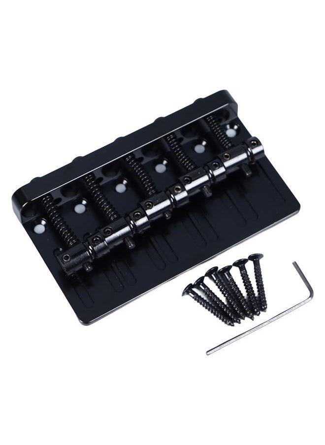 Electric Bass Bridge 5 String Bass Saddle Bridge Thickened Tailpiece Bridge Replacement with Screws Wrench Black