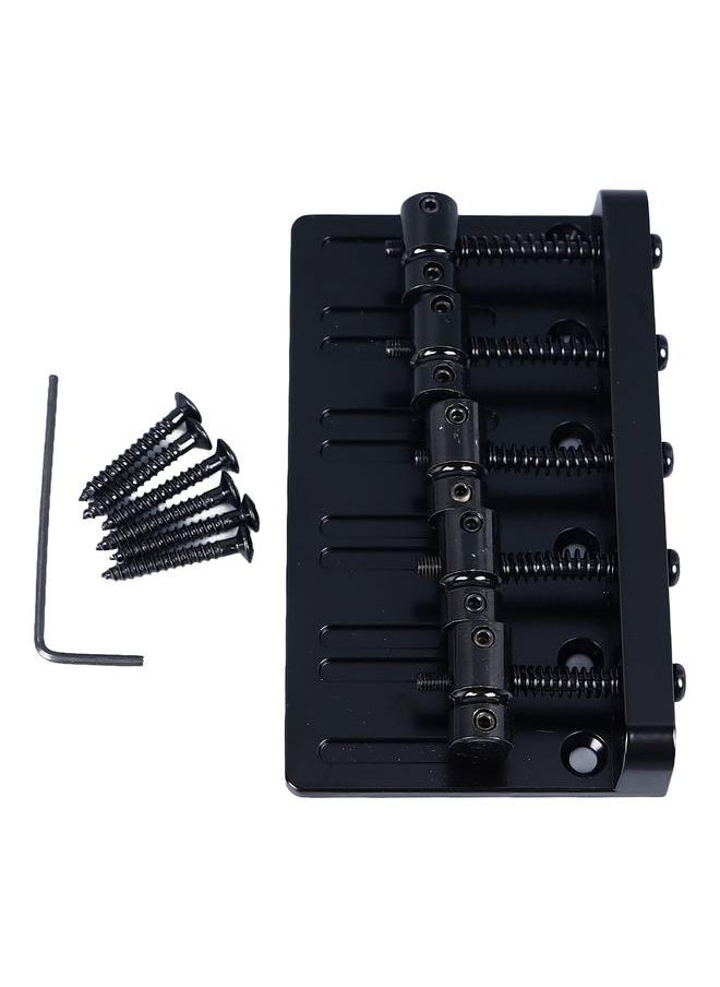 Electric Bass Bridge 5 String Bass Saddle Bridge Thickened Tailpiece Bridge Replacement with Screws Wrench Black