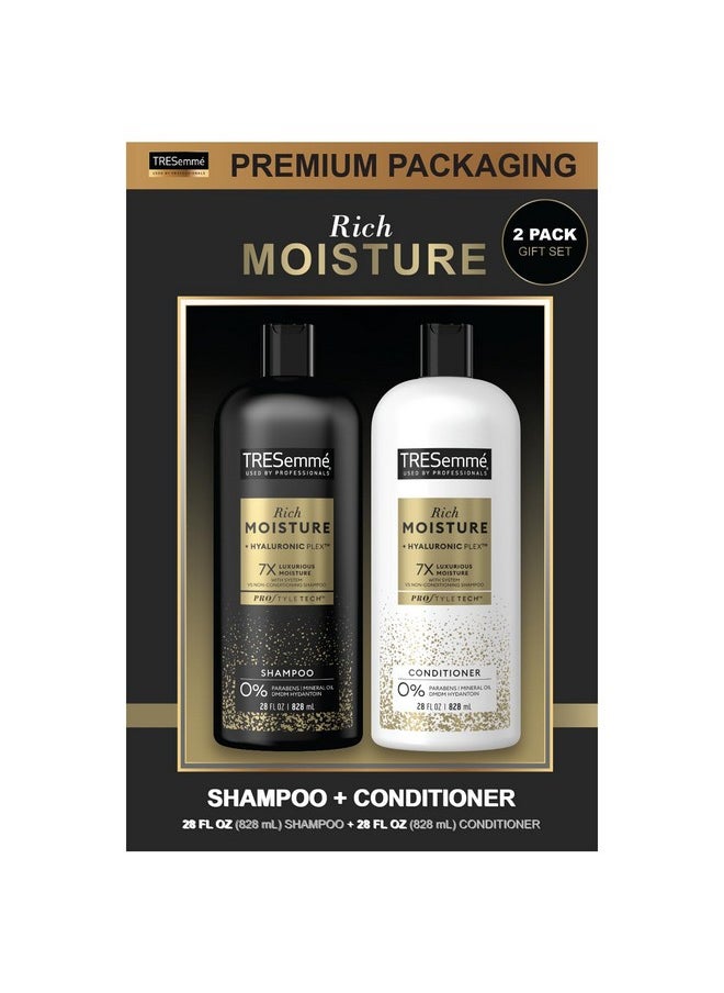 TRESemmé Shampoo & Conditioner Sulfatefree Family Size Moisture Rich Hair Treatment For Dry Damaged Hair Hydrating Hyaluronic Acid Vitamin C And Biotin For Hair Repair 28 Oz (2 Piece Set)  - Image 1