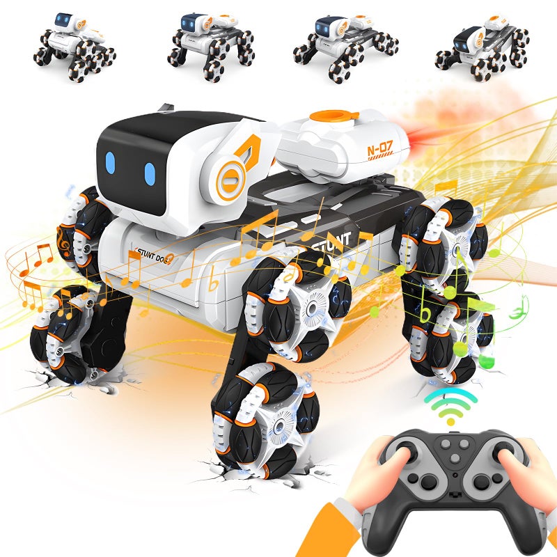 HatchHaven Robot Dog Toy for Kids24Ghz Remote Control Dog Stunt Robot Dogs 2nd Gen Remote Control Cars Stunt Rc Cars with Light Sound Toys Christmas Birthday Gifts for 6 7 8 9 10 11 12 Year Old Boys white - Image 3