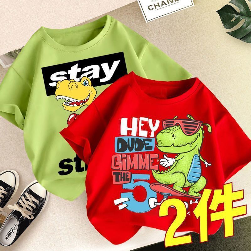 100 Cotton 24 New Little Boy'S Cotton T-Shirt Short-Sleeved Half-Sleeved Summer Thin Summer Wear Breathable Loose Children'S Wear 12 - Image 1