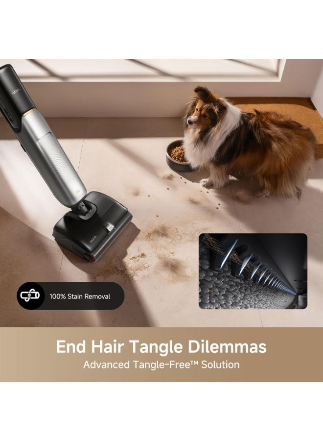 Mova X4 Pro Wet Dry Vacuum Cleaner, 20000Pa Cordless Vacuum Mop with Zero Tangle, Hot Water Mopping for Sticky Messes,194℉ Hot Air Self Drying, 180° Lie Flat, Push-in Charging Station, LED Display - Image 5