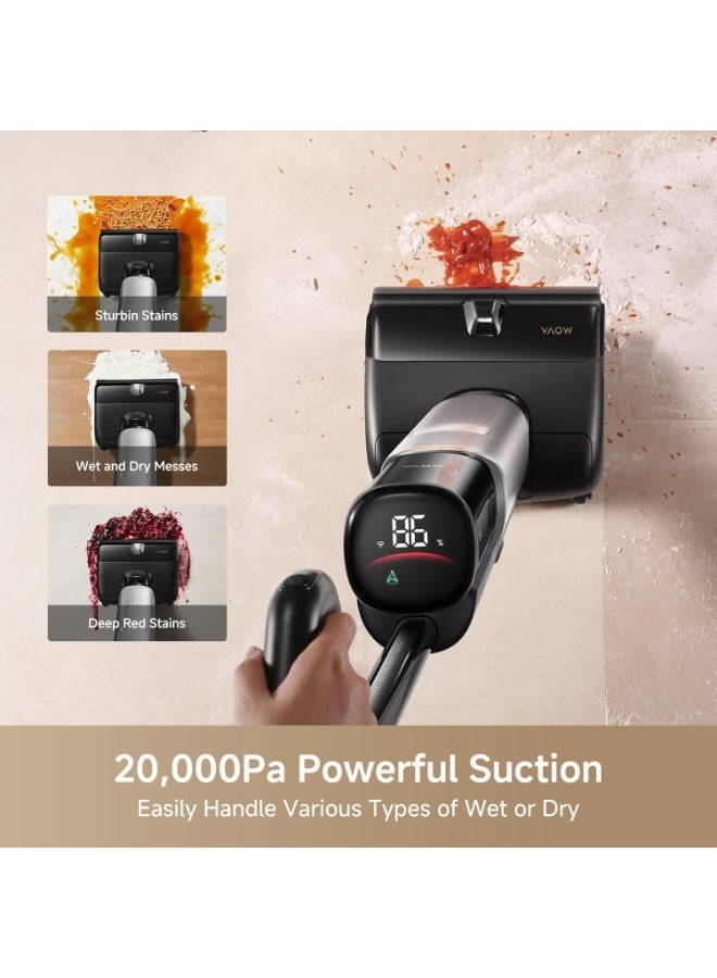 Mova X4 Pro Wet Dry Vacuum Cleaner, 20000Pa Cordless Vacuum Mop with Zero Tangle, Hot Water Mopping for Sticky Messes,194℉ Hot Air Self Drying, 180° Lie Flat, Push-in Charging Station, LED Display - Image 4