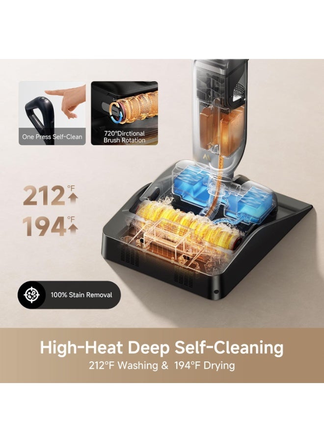 Mova X4 Pro Wet Dry Vacuum Cleaner, 20000Pa Cordless Vacuum Mop with Zero Tangle, Hot Water Mopping for Sticky Messes,194℉ Hot Air Self Drying, 180° Lie Flat, Push-in Charging Station, LED Display - Image 3