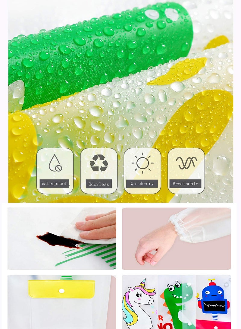 إسكدنيا Kids Hooded Rain Poncho, Waterproof Windbreaker Raincoat for Boys and Girls, Transparent Cartoon Design for School - Image 3