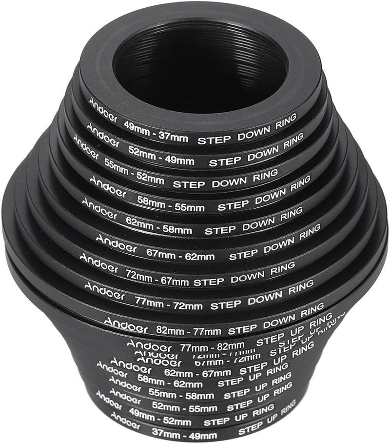 ANDOER Filter Ring Adapter, Andoer 18pcs Camera Lens Filter Metal Adapter Ring Kit (9pcs Step Up Set & 9pcs Step Down Ring Set) - Image 5