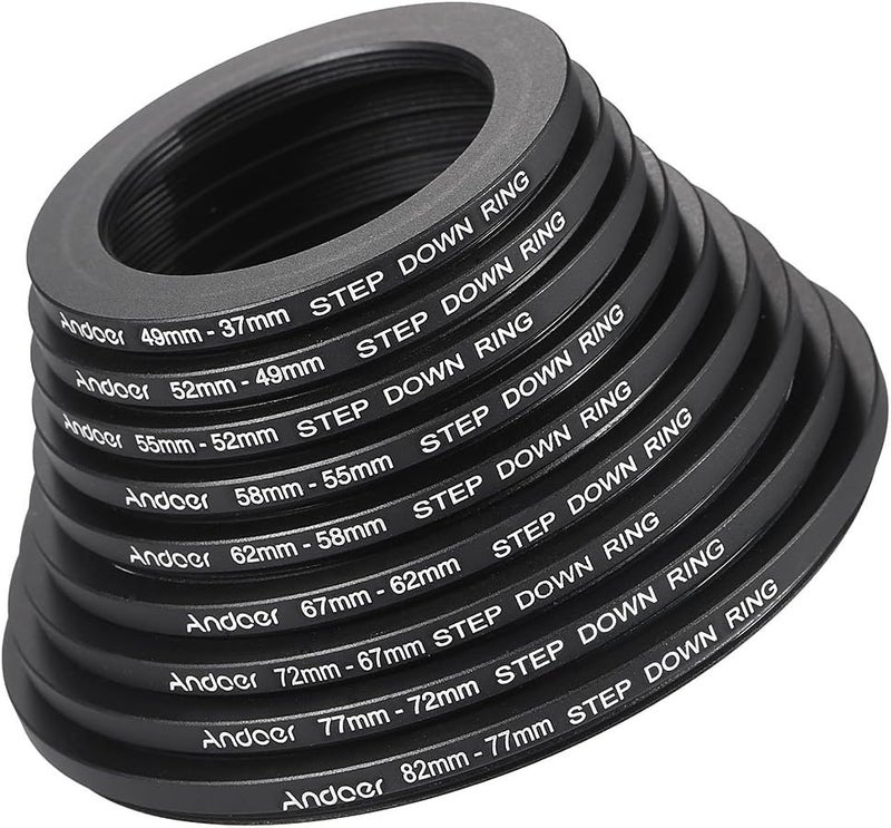 ANDOER Filter Ring Adapter, Andoer 18pcs Camera Lens Filter Metal Adapter Ring Kit (9pcs Step Up Set & 9pcs Step Down Ring Set) - Image 3
