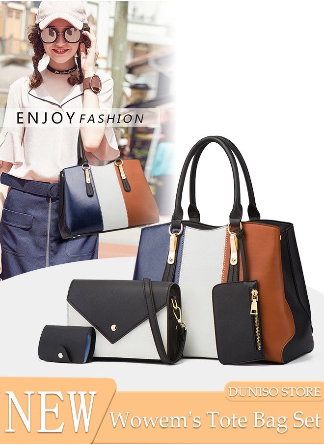 DUNISO - 4pcs Women Fantionable Handbag and Satchel Clutch Purse Leather Tote Shoulder Bag Large Satchel Top Handle Work Bag Crossbody bag Set - Image 1
