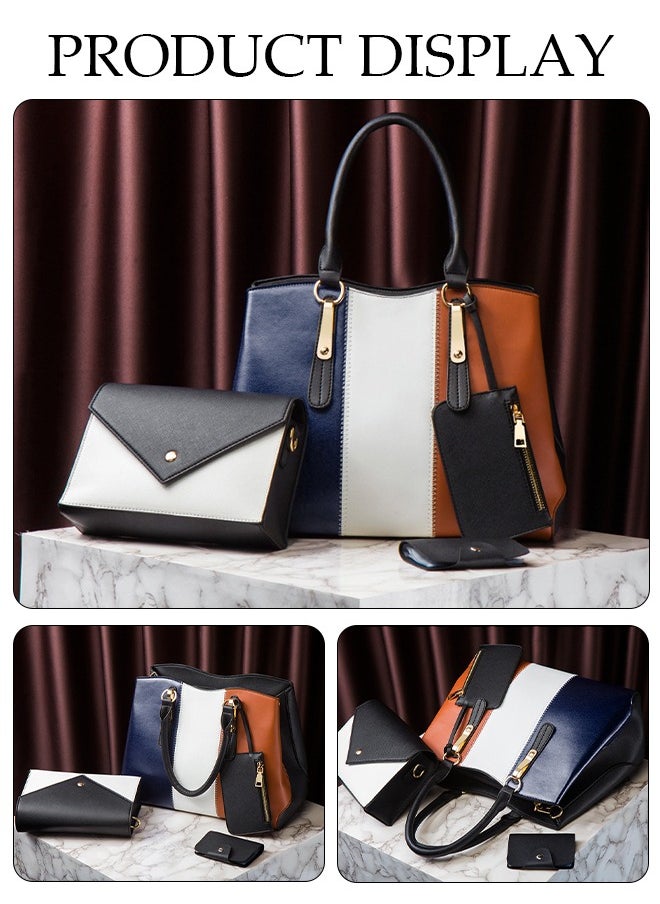 DUNISO - 4pcs Women Fantionable Handbag and Satchel Clutch Purse Leather Tote Shoulder Bag Large Satchel Top Handle Work Bag Crossbody bag Set - Image 1
