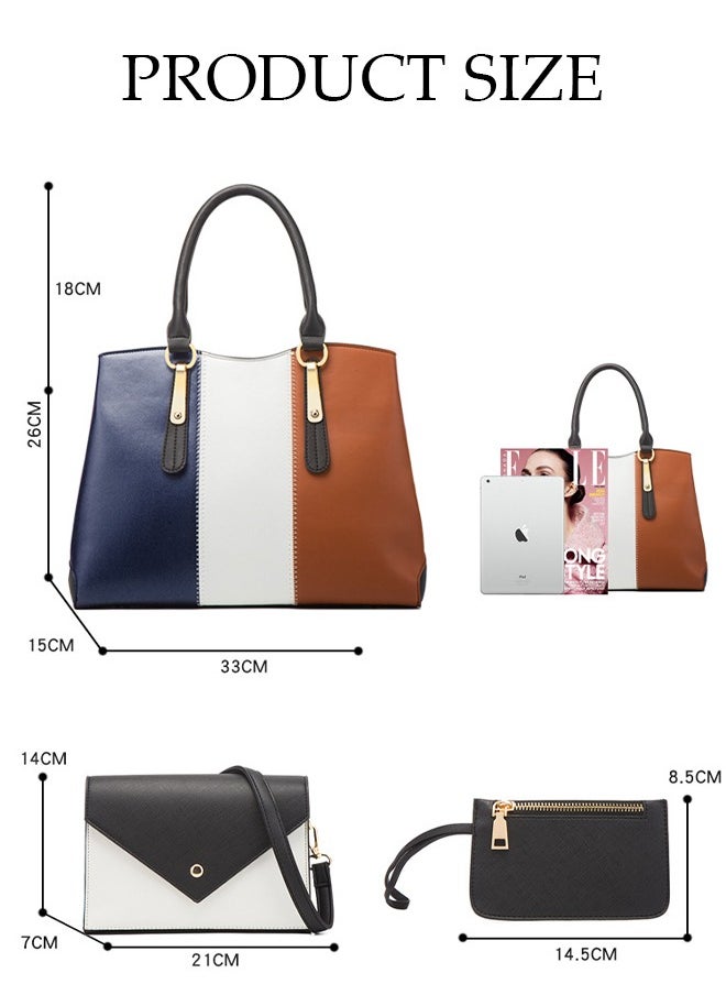 DUNISO - 4pcs Women Fantionable Handbag and Satchel Clutch Purse Leather Tote Shoulder Bag Large Satchel Top Handle Work Bag Crossbody bag Set - Image 1