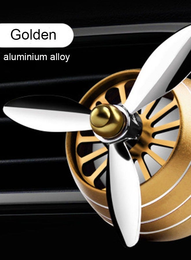 Car Mounted Perfume Car Air Conditioner Air Outlet Small Fan Aromatherapy Car Interior Odor Removal Gold - Image 2